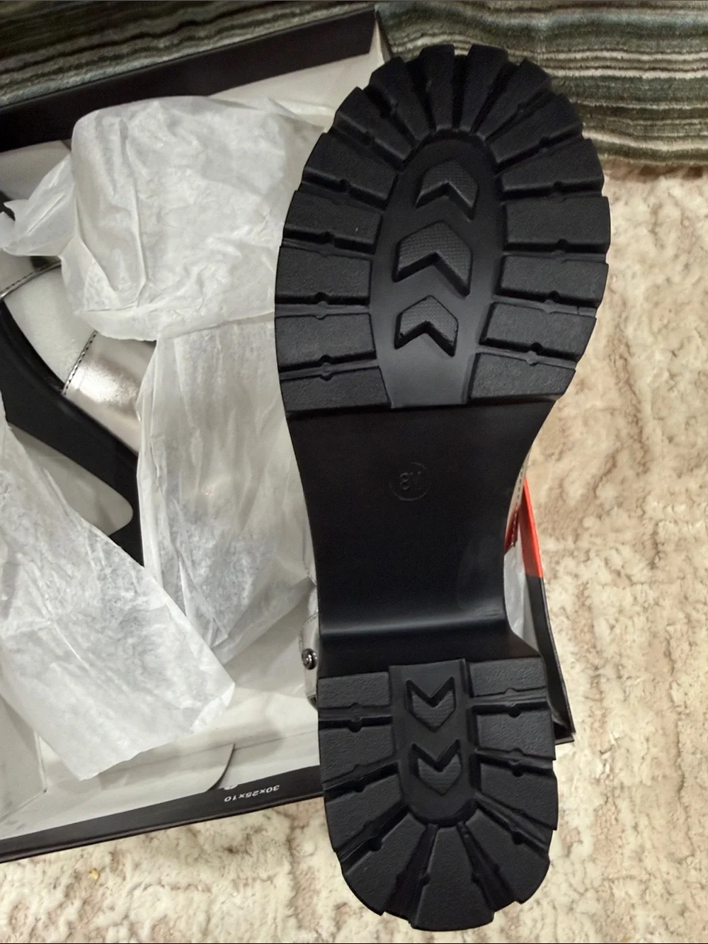 G by Guess Metallic Silver Platform Sandals with Black Sole